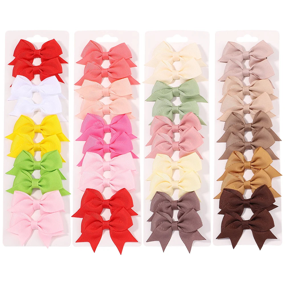 10Pcs/Set New Cute Solid Ribbon Bowknot Hair Clips for Baby Girls Handmade Bows Hairp lifestyle view