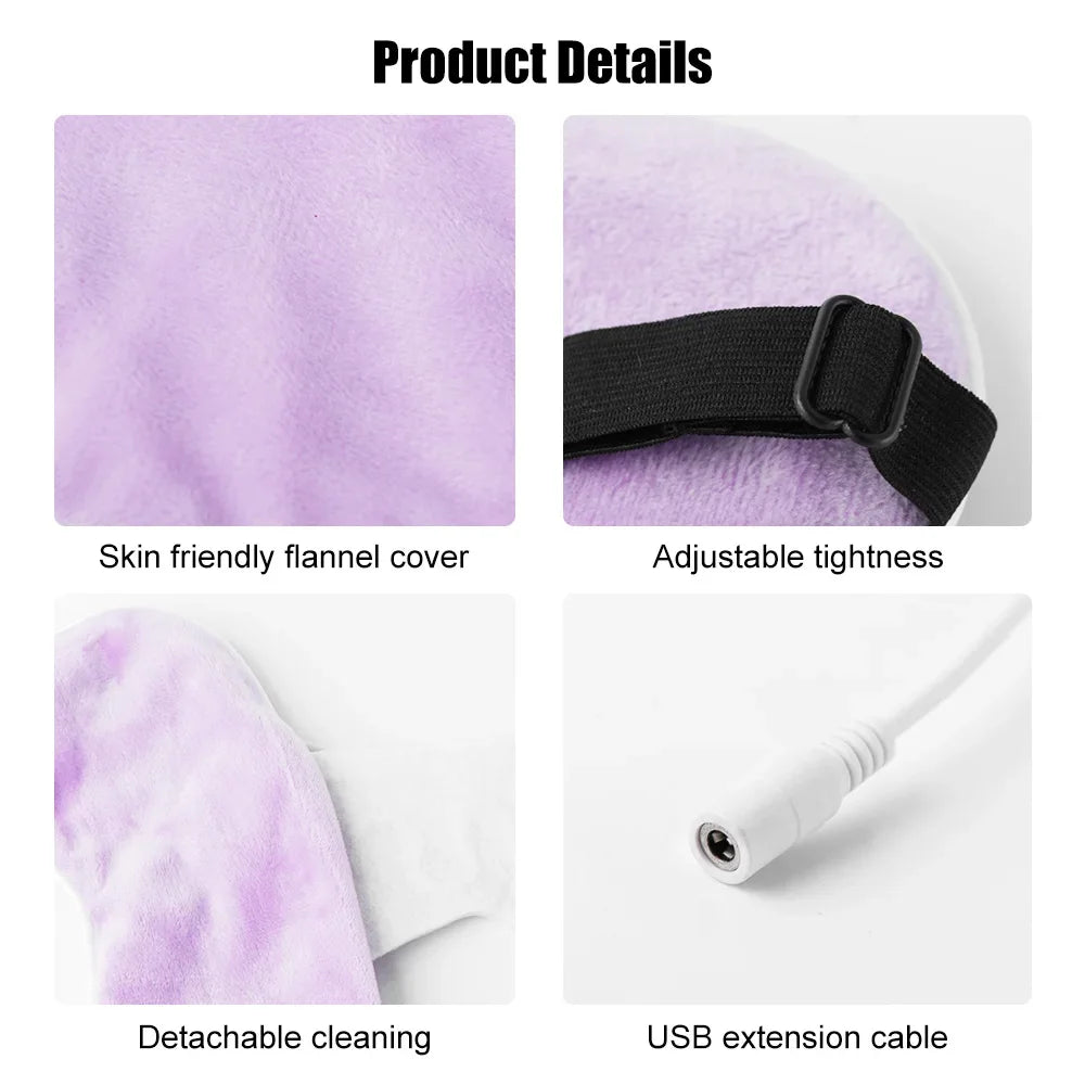 USB Heating Eye Mask | Hot Compress Sleep Eye Patch for Fatigue Relief close-up view