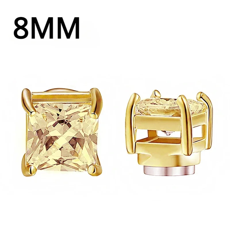 1Pairs Crystal Strong Magnetic Ear Stud Clip Earrings for Men and Women Punk Round additional angle