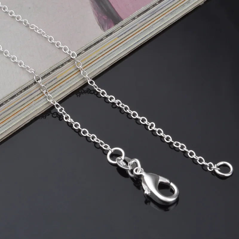 925 Sterling Silver O-Chain Necklace | 5 Lengths 1mm Link Chain for Men Women close-up view