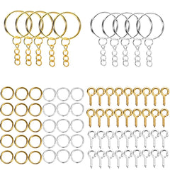 110Pcs Keychain Open Jump Rings Eye Pins Jewelry Making Accessories Kits for DIY Epoxy close-up view