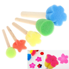 Kids Sponge Stamp Brush Set Flower Pattern DIY Painting Art Early Educational Craft Supp detail view