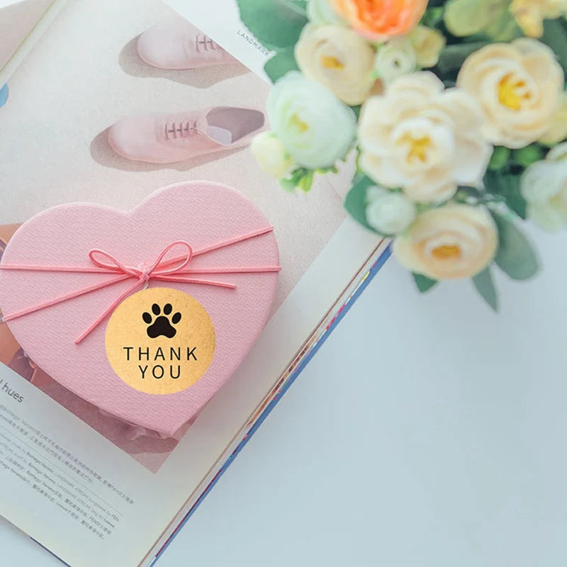 1 Inch Gold Foil Paw Thank You Stickers | Cute Business Supplies lifestyle view