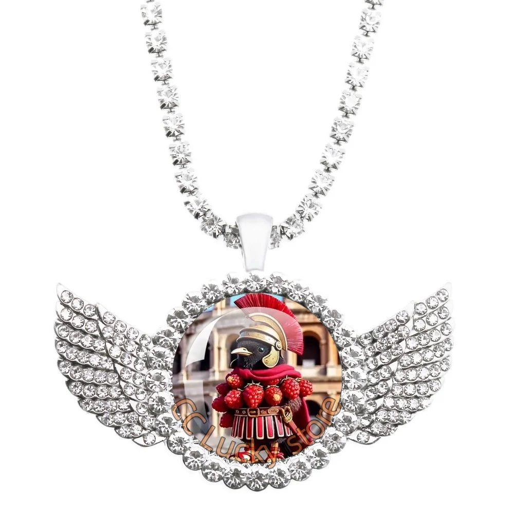 25mm Angel Wing Necklace | Italian Brainrot Pendant Funny Animal Jewelry Gift alternate view