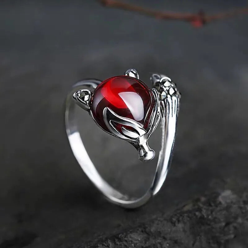 Sweet Little Fox Animal Garnet Stone Thai detail view