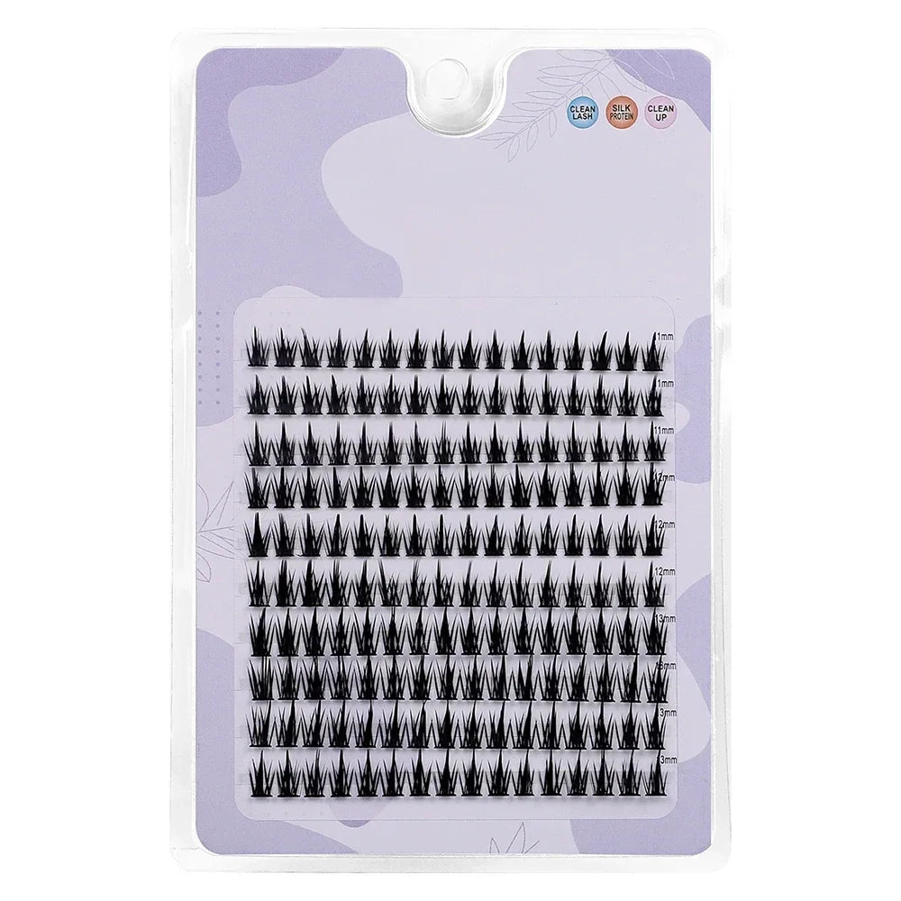 160 Pcs Wheat-Ear Shape Fake Eyelashes Fine Stem, DIY Eyelash Extension, Thick Segm additional angle