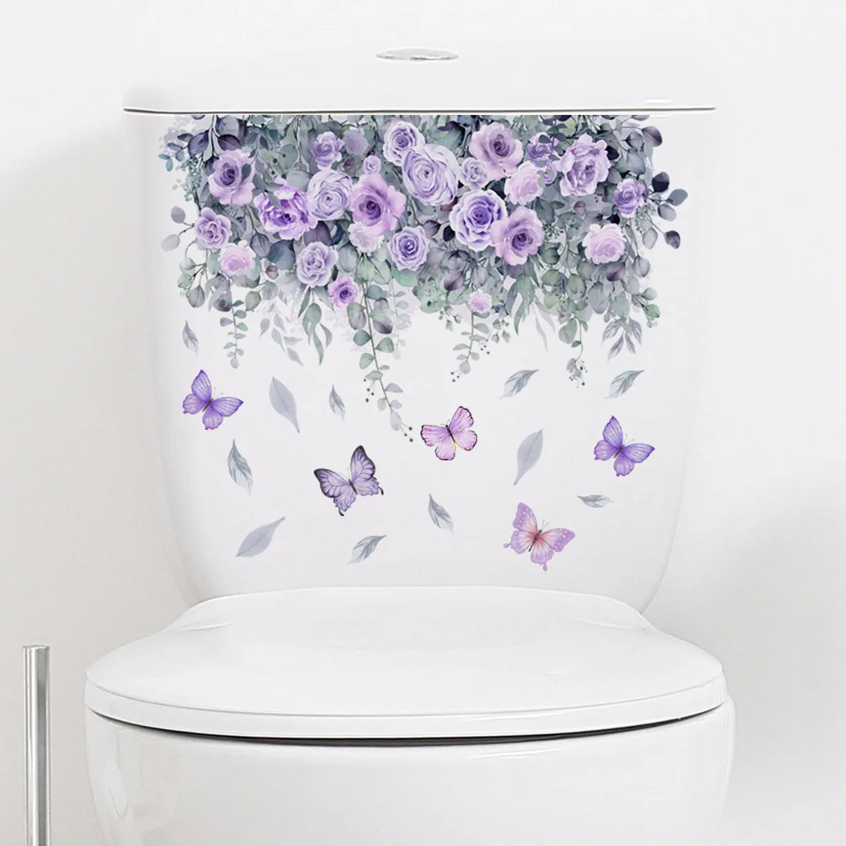 Purple Flower Wall Stickers Self Adhesive | Nordic Art Forest Butterfly Decals for additional angle