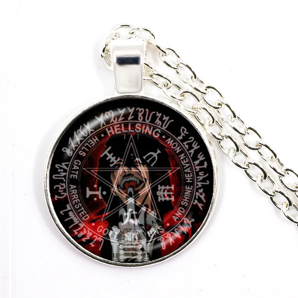 Hellsing Alucard Pentagram Pendant Necklace 25mm Glass Cabochon Pentagram Statement Pend detail view