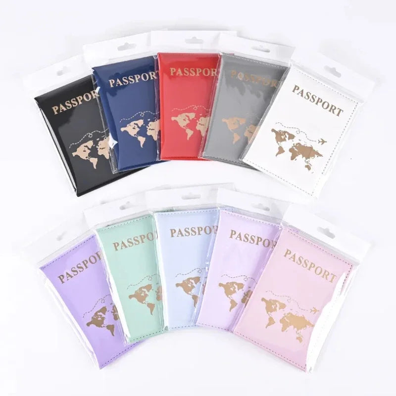 Fashion Passport Protective Cover World Pattern Travel Passport Holder Wallet Gift PU Leather Card C
