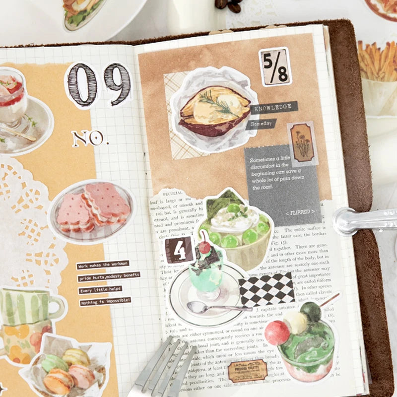 Mr.Paper Sweet Collection Washi Stickers | 50 Watercolor Food & Coffee Stickers for J lifestyle view