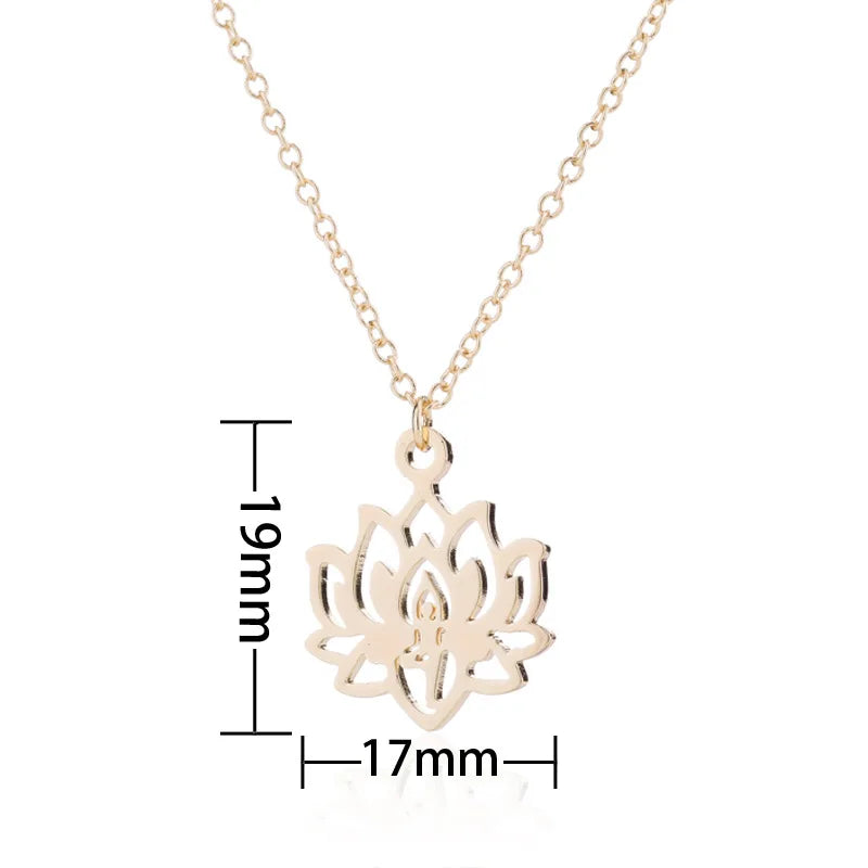 Stainless Steel Unalome Pendant Necklace | Yoga Jewelry with Lotus Flower alternate view