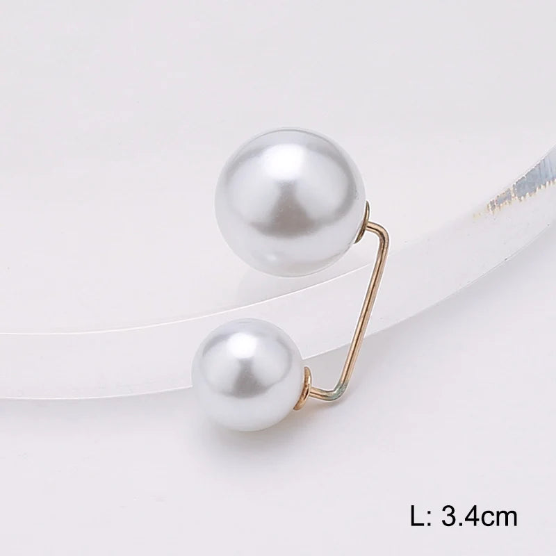 Pearl Brooch Pin For Women Scarf Double Pearl Fixed Safety Pin Accessories Clothes Buckle Clips Multifunction Brooch Clips Lapel