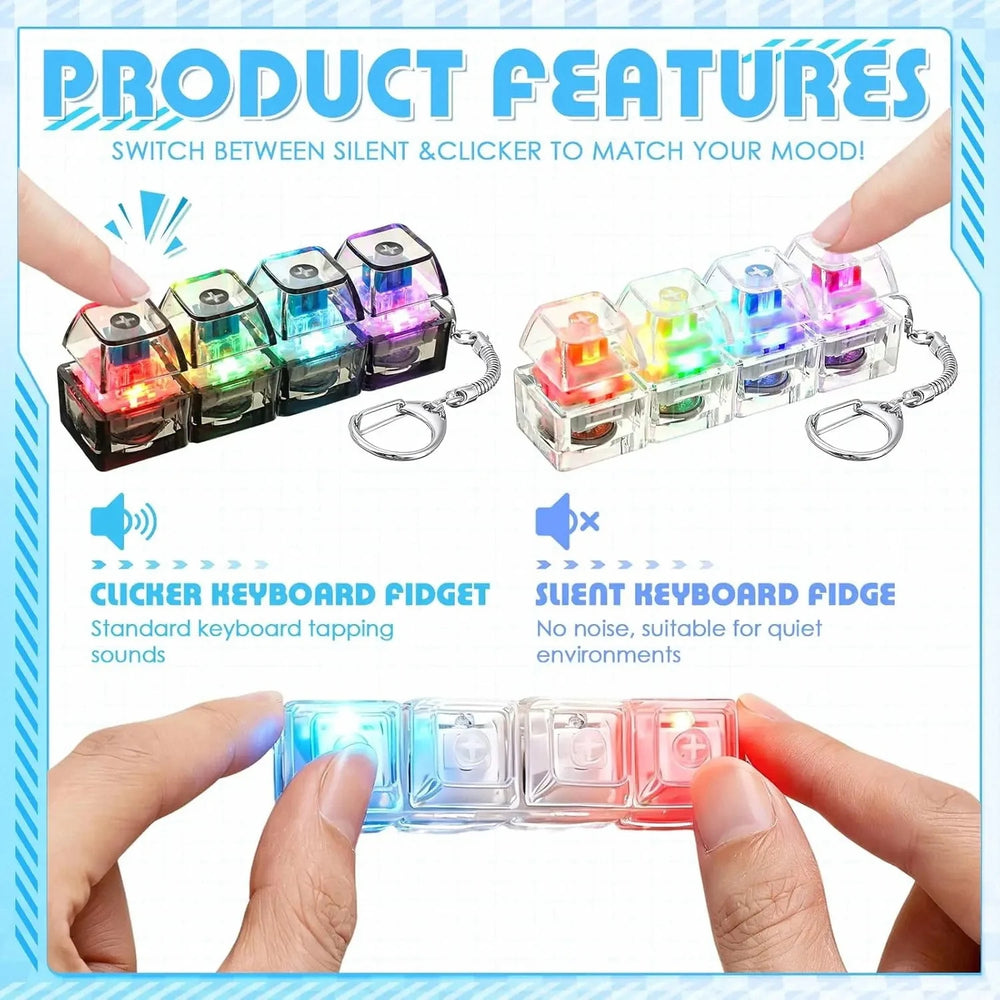 LED Light-Up Keychain Keyboard Clickable Button Fidget Toy for Stress Anxiety Relief lifestyle view
