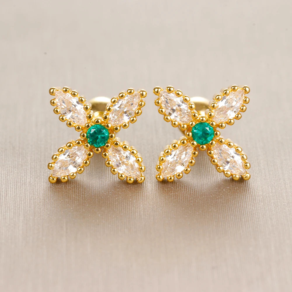 Butterfly Green Stud Earrings Women Stainless Steel detail view