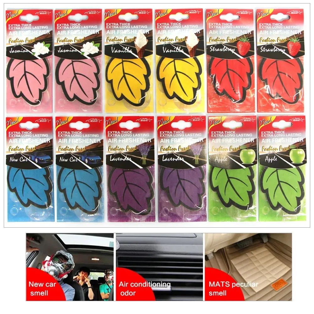 3-60pcs Car Air Freshener Natural Scented Tea Paper Auto Hanging Vanilla Perfume Frag lifestyle view