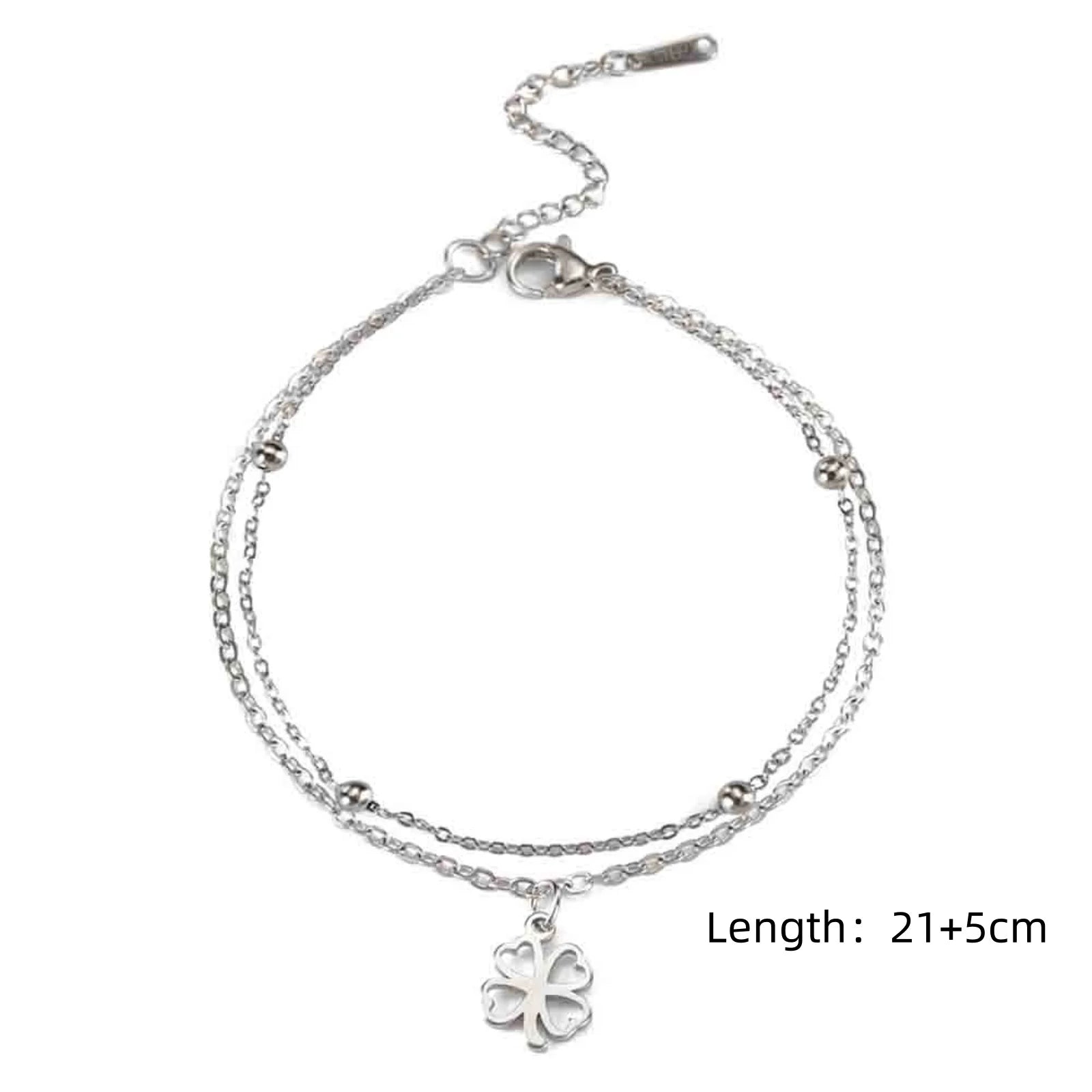 Skyrim Foot Chain of Women Men Silver Color Four-leaf Clover Stainless Steel Anklet S alternate view