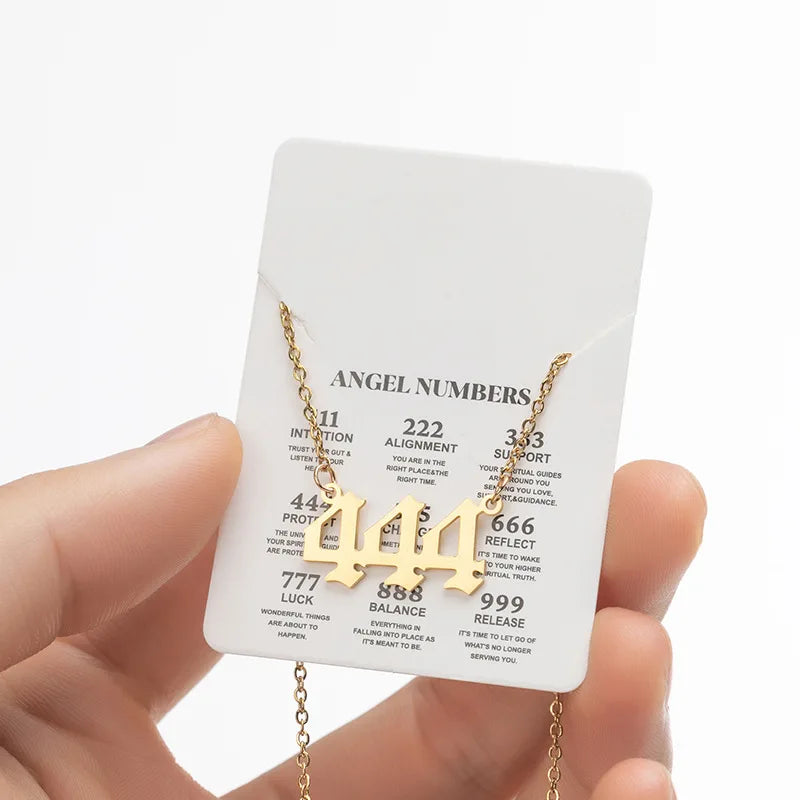 Stainless Steel Angel Number Lucky Numbers Necklaces 111 222 333 444 555 777 888 999 666 detail view