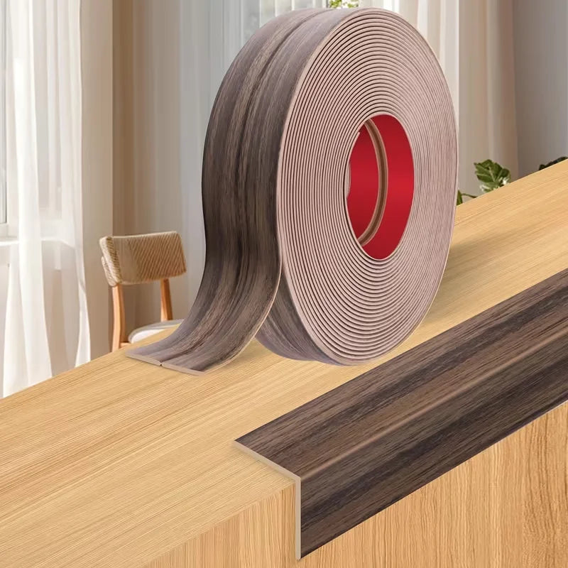 Self-Adhesive PVC Wood Grain Wall Edge and Corner Protector | Easy Cut Reusable Strip Mo detail view