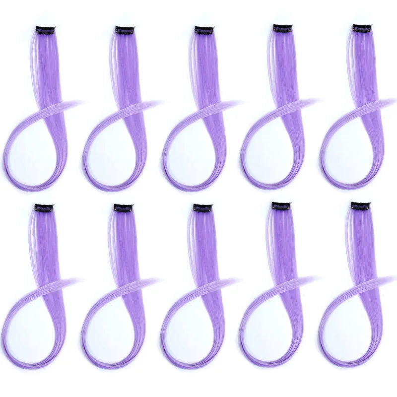 10pcs 22Inch Synthetic Long Straight Hair Extensions Clip in Colored Party Highlights lifestyle view