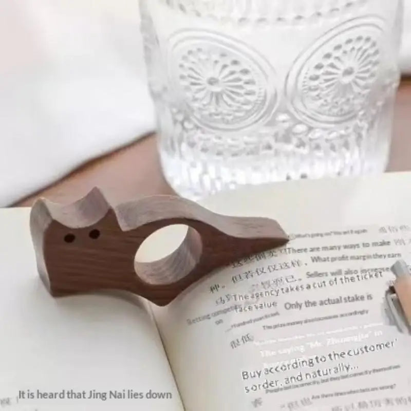 2026 New 1pcs Wooden Animal Pet Cat Dog Bookmark Page Marker With Metal Ring Student Rea detail view