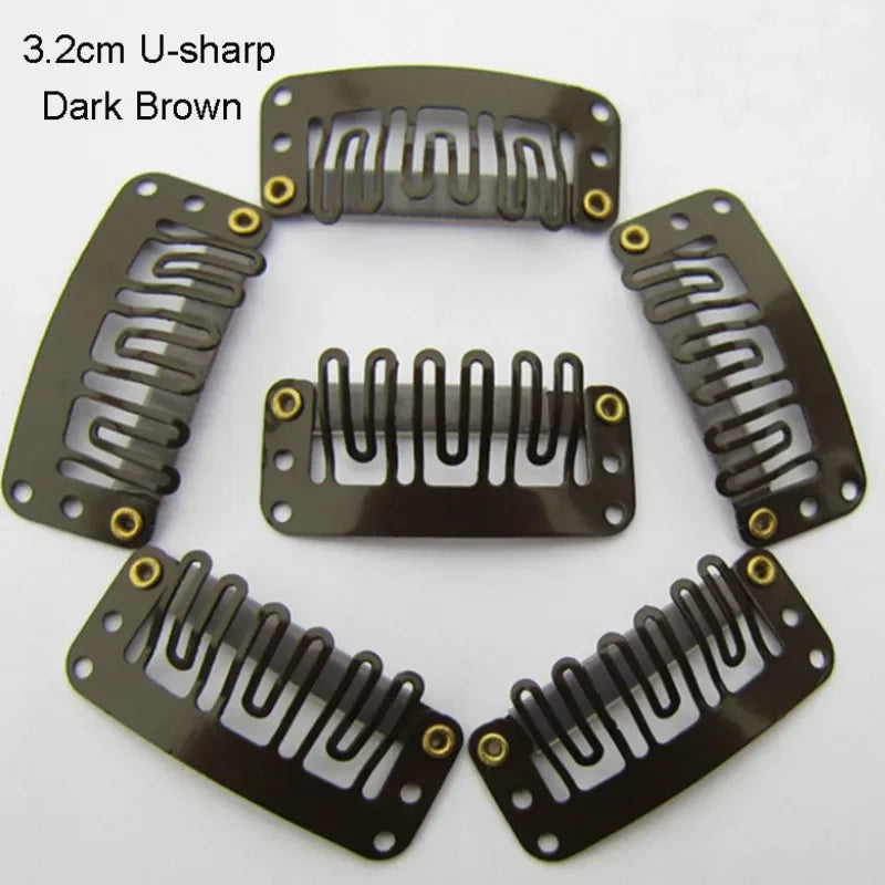 10 Pcs/set U 3.2cm 2.7cm Wig Clips Snap for Human Hair Extensions/Weaving Extensions Medium Professional Salon Accessories Clips