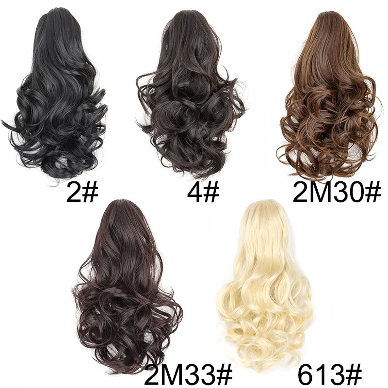 10Inch Synthetic Short Wavy Curly Ponytail Claw Clip in Hair Extension Brown Blonde Blac detail view