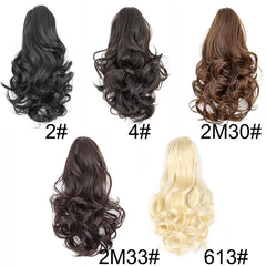 10Inch Synthetic Short Wavy Curly Ponytail Claw Clip in Hair Extension Brown Blonde Blac detail view