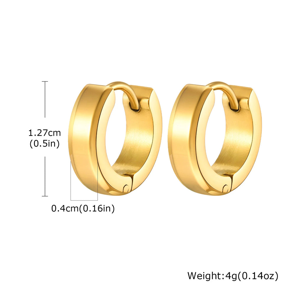 Men Hoop Earrings | Stainless Steel Small Huggies Earrings for Daily Wear additional angle