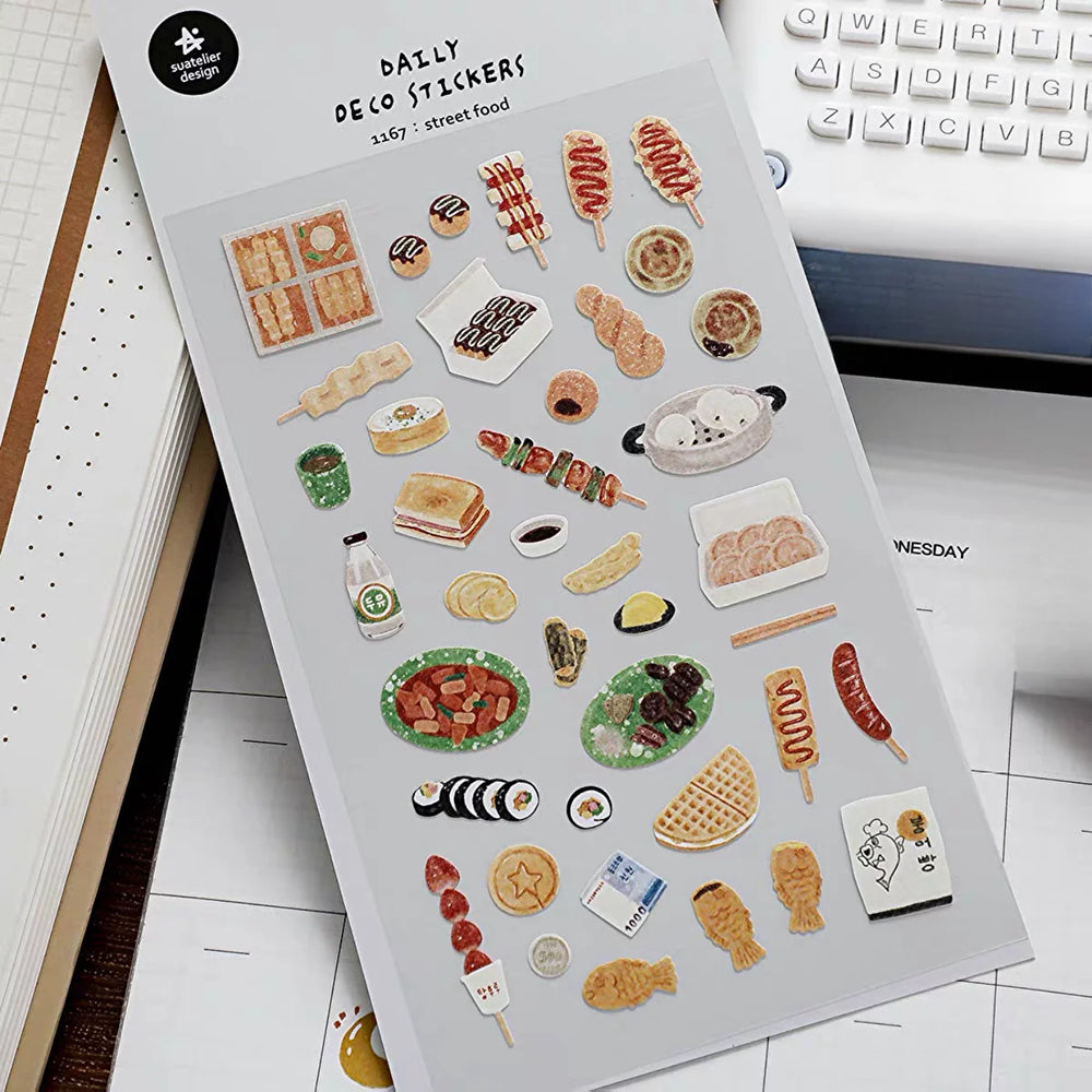 Korean Food Sticker Pack for Scrapbooking | Suatelier Street Food Art Stickers
