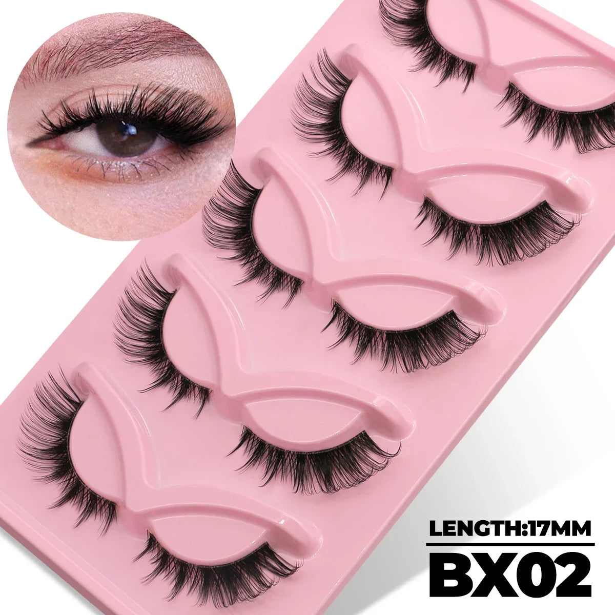 Faux Mink Eyelashes Clear Band Lashes Natural Look Wispy False Lashes Makeup alternate view