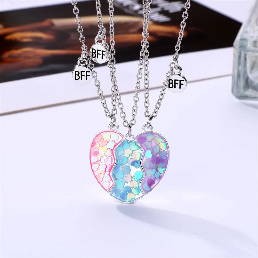 3 Pcs/set Best Friends Pendant Necklace For Woman Magnetic Adjustable Rainbow Daisy L alternate view