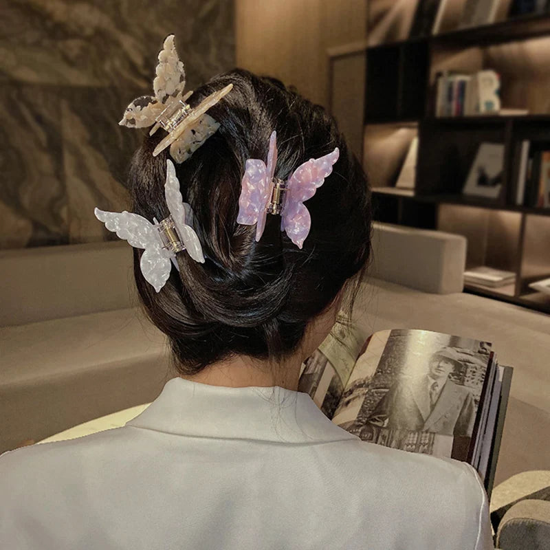 New Vintage Acetate Hair Claw Clip Sweet Butterfly Hair Clip Hairpin Barrettes Trendy Ha detail view
