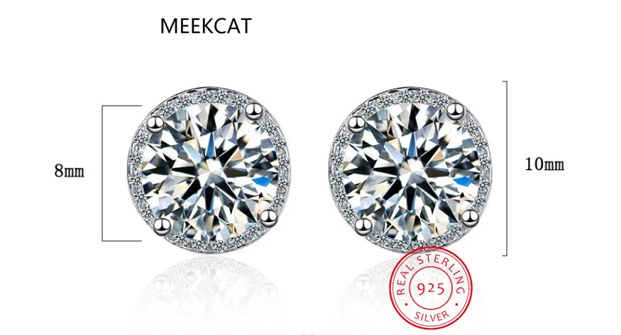 0.5-2CT Moissanite Stud Earrings for Women Sparkling Lab Diamond Sterling Silver S9 additional angle