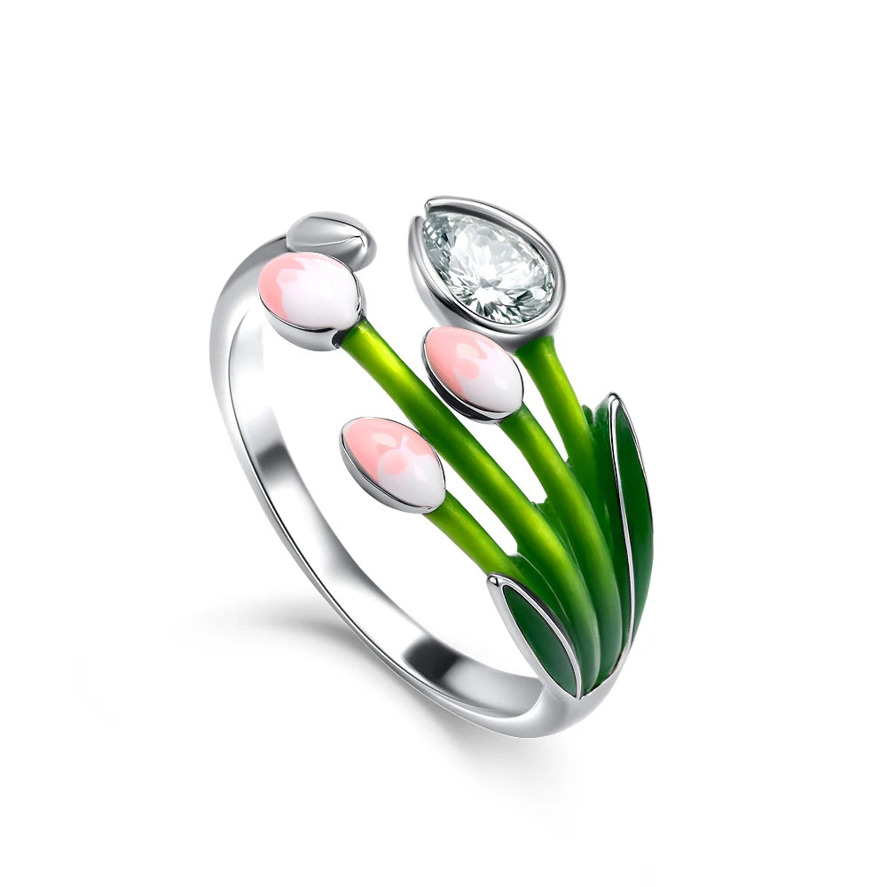 Hot selling new 925 sterling silver mini Snoopy Christmas pink diamond love orchid ri alternate view