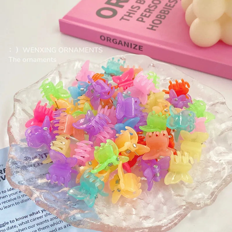 Macaron Color Flower Hair Clips Tiny Claw Clips Sweet Hairpins for Children Girls Fashion Hair Accessories