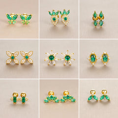 Butterfly Green Stud Earrings Women Stainless Steel