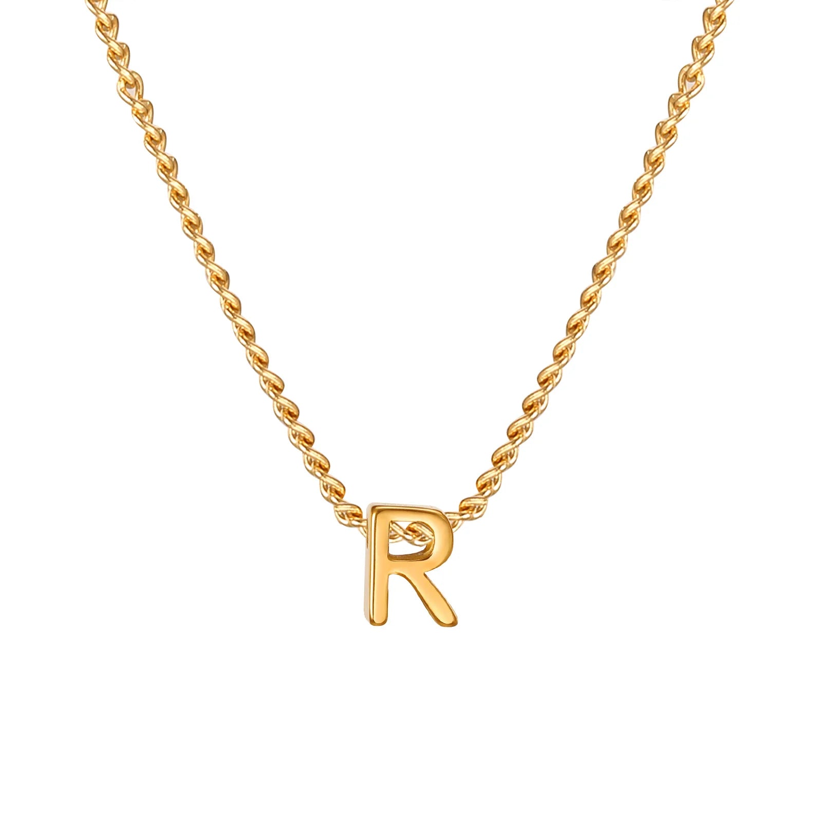 Vnox Chic Tiny A-Z Letters Necklaces for Women Girls, Gold Color Stainless Steel Init alternate view