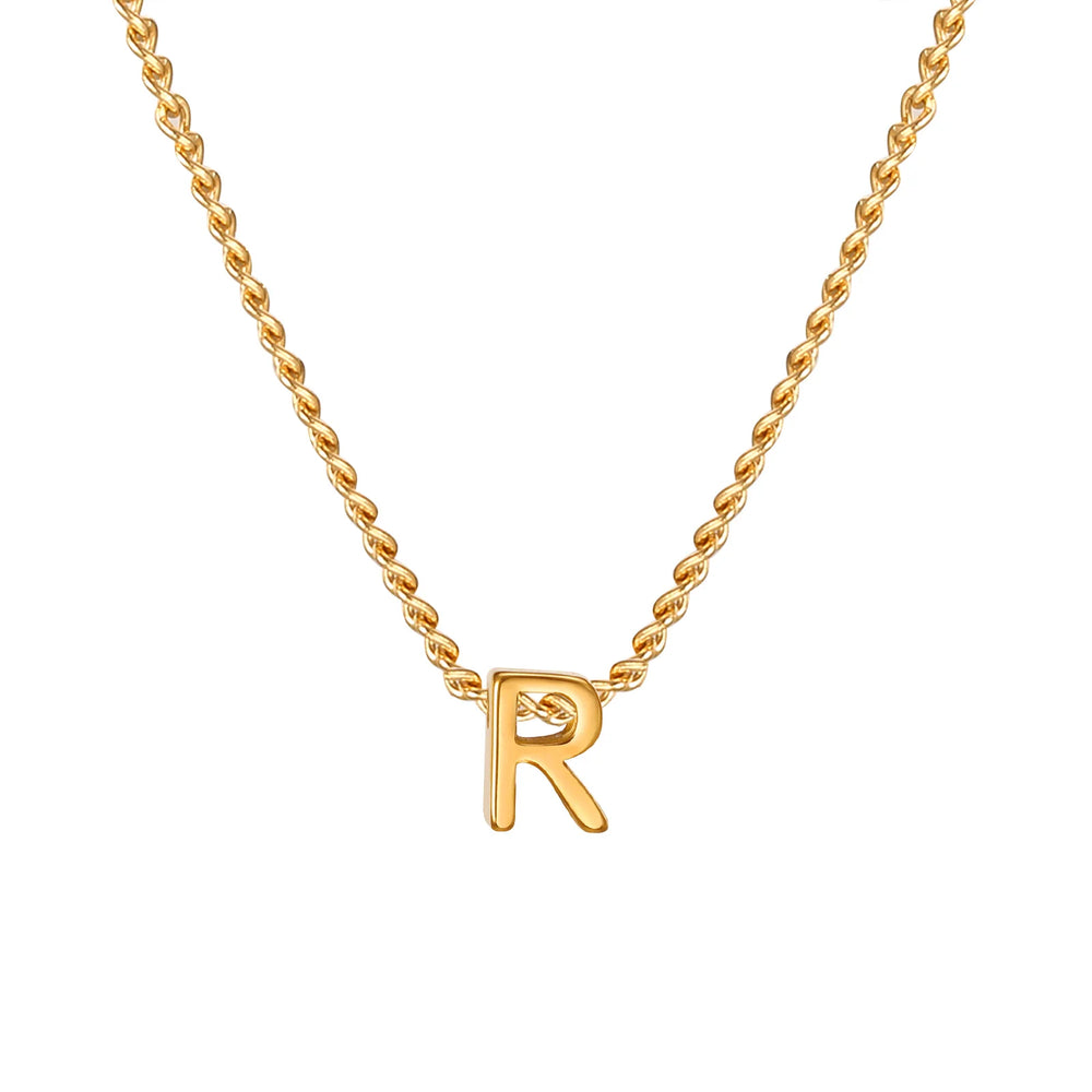 Vnox Chic Tiny A-Z Letters Necklaces for Women Girls, Gold Color Stainless Steel Init alternate view