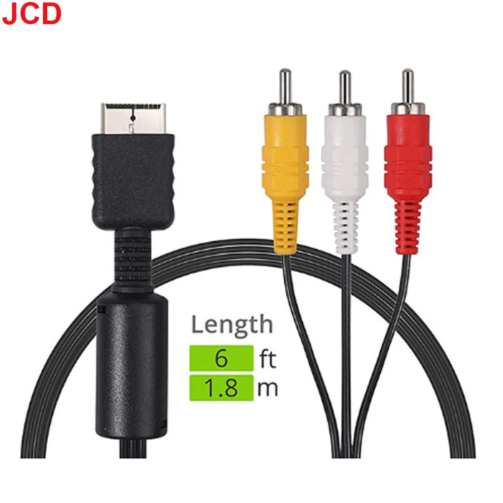 JCD 1pc For PS1 PS2 PS3 1.8M AV Cable Splitter RCA Audio Video Extend Cord to Monitor lifestyle view