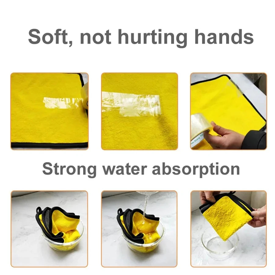 1/2/6pcs Microfiber Cleaning Towel Thicken Soft Drying Cloth Car Body Washing Towels Dou detail view