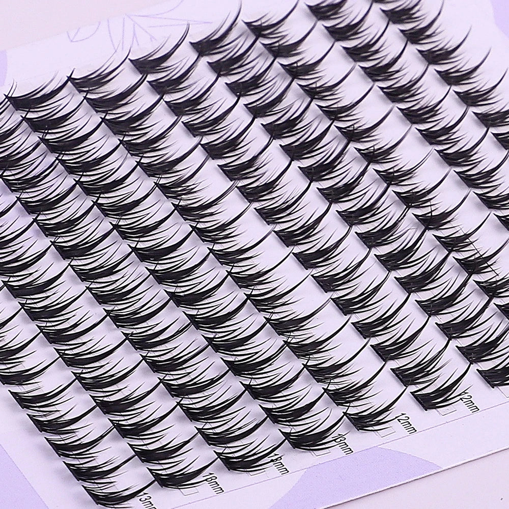 160 Pcs Wheat-Ear Shape Fake Eyelashes | Fine Stem DIY Eyelash Extension Clusters detail view