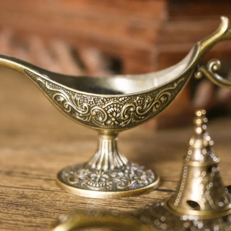 Antique Style Incense Burner | Metal Aroma Lamp for Home Decor detail view