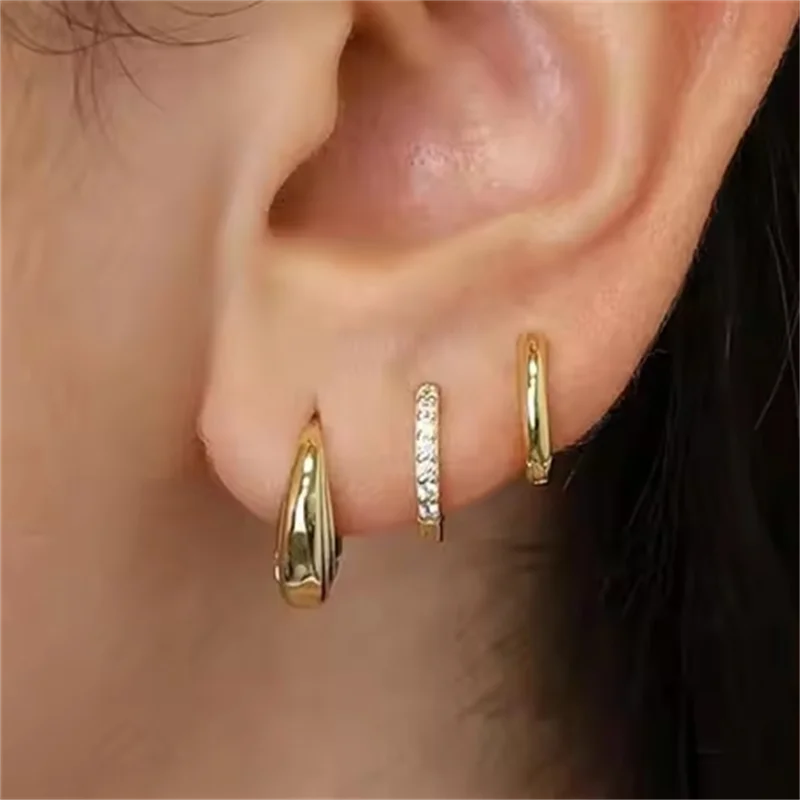 3PCS Double Flower Tragus Stud Earring Set | Cartilage Hoop and Helix Jewelry for W additional angle