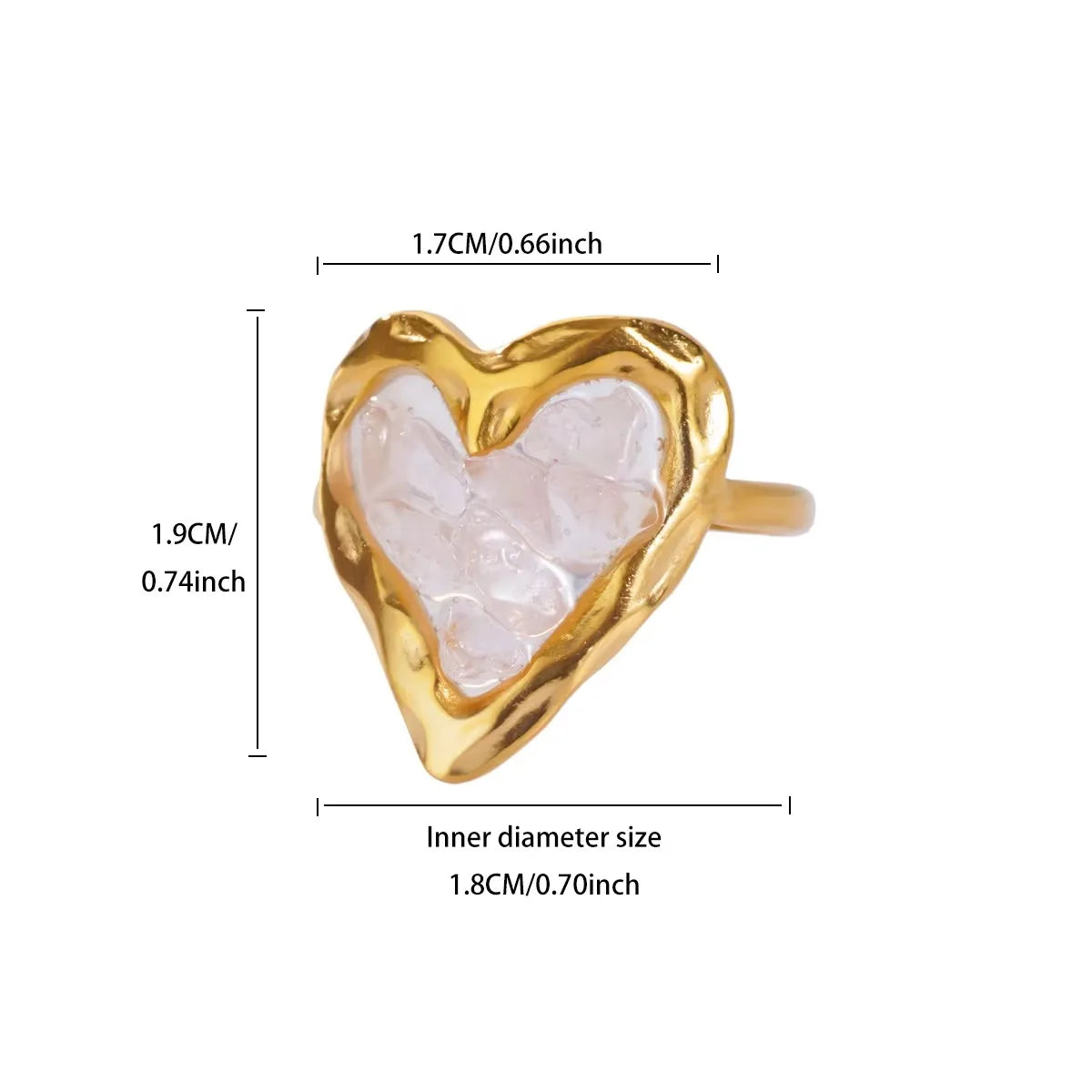 Zircon Geometric Heart Rings For Women Stainless Steel Gold Color Wedding Ring Luxury alternate view