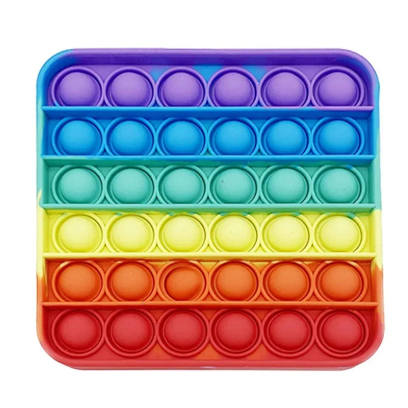 Rainbow Square Round Fidget Toys Push Bubble Sensory Toys Big Size 20cm Autism Needs Squishy Stress Relief Toys Children Gifts