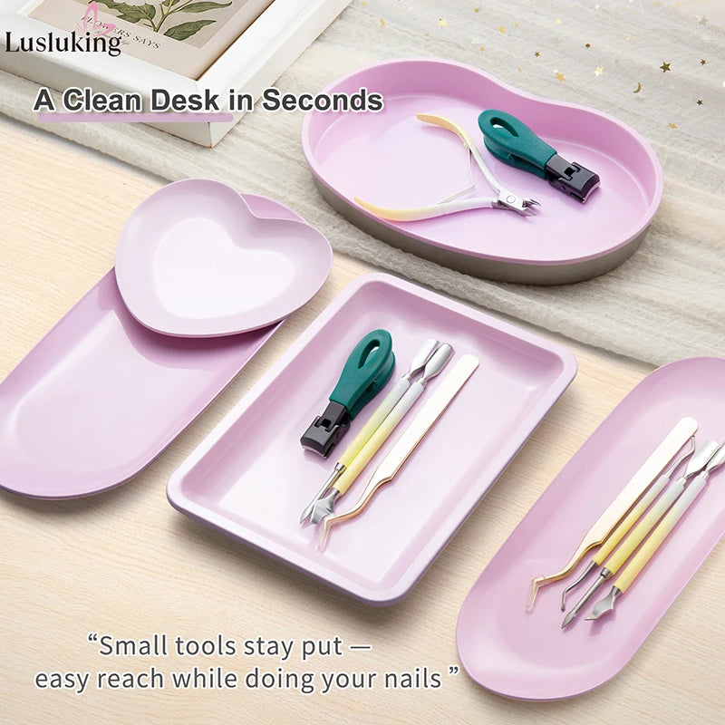 Premium Tinplate Nail Art Tray Multi Shape Nail Tool Organizer Storage Tray for Manic alternate view