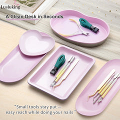 Premium Tinplate Nail Art Tray Multi Shape Nail Tool Organizer Storage Tray for Manic alternate view