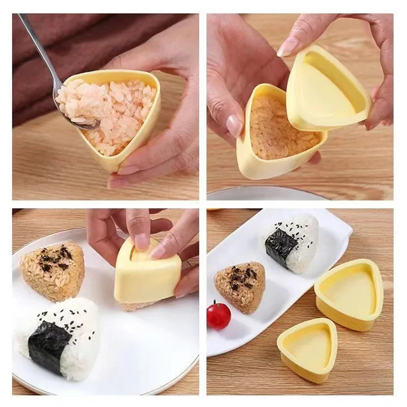Triangles Sushi Mold Onigiri Maker | Japanese Bento Kitchen Gadget Set close-up view