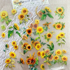 Transparent Flower Stickers Set | 6 Sheets PET Stickers for Scrapbook and Junk Journal close-up view