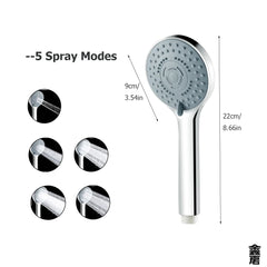 Jetting Shower Head Water Saving Handheld Adjustable 5 Modes Shower Bath
